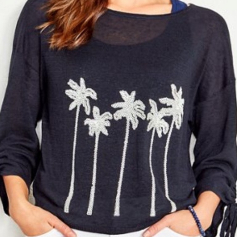 Tommy Bahama Navy Sweater with White Design